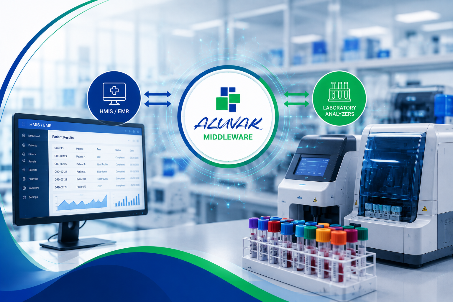 ALUVAK Middleware connecting HMIS and laboratory analyzers